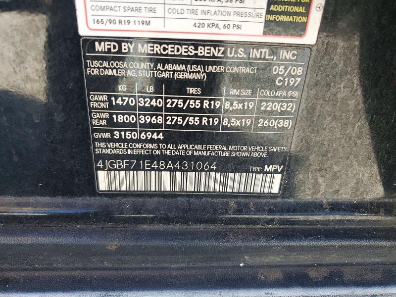 Aukcja sprzedaży 2008 Mercedes-benz Gl, vin: 4JGBF71E48A431064, numer aukcji: 72796706