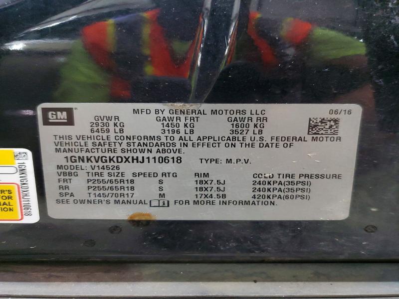 70665236 :رقم المزاد ، 1GNKVGKDXHJ110618 vin ، 2017 Chevrolet Traverse مزاد بيع
