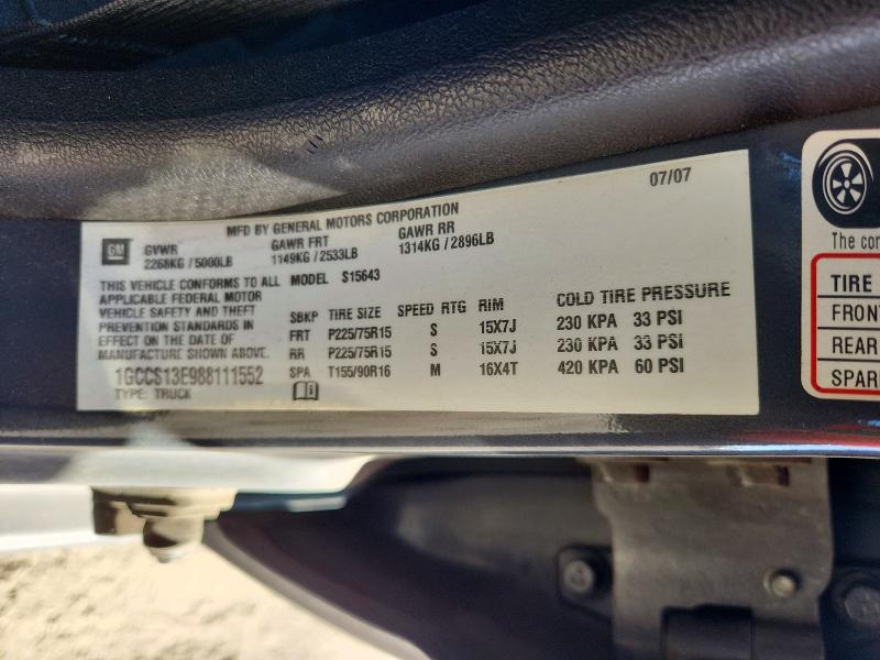 73388376 :رقم المزاد ، 1GCCS13E988111552 vin ، 2008 Chevrolet Colorado مزاد بيع