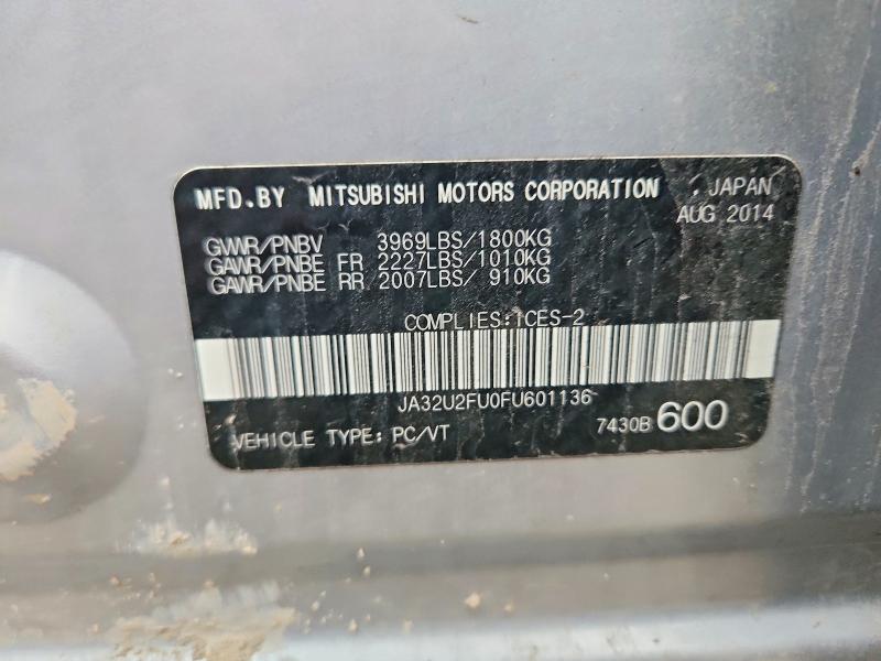 Продаж на аукціоні авто 2015 Mitsubishi Lancer, vin: JA32U2FU0FU601136, номер лоту: 70520766