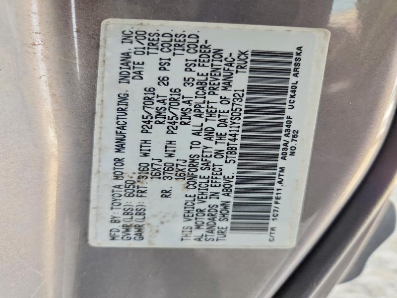 Aukcja sprzedaży 2000 Toyota Tundra, vin: 5TBBT4411YS057321, numer aukcji: 70783276