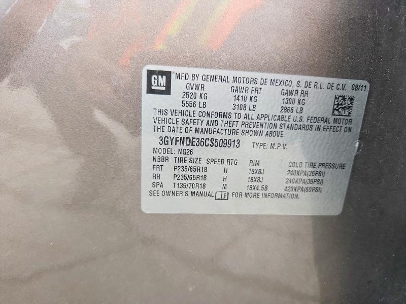 2012 Cadillac Srx მანქანა იყიდება აუქციონზე, vin: 3GYFNDE36CS509913, აუქციონის ნომერი: 70971936