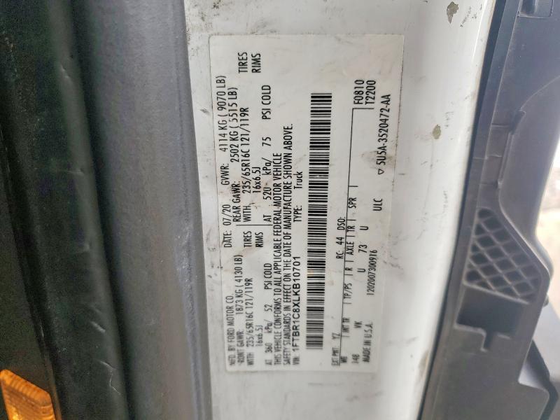 2020 Ford Transit მანქანა იყიდება აუქციონზე, vin: 1FTBR1C8XLKB10701, აუქციონის ნომერი: 71582726