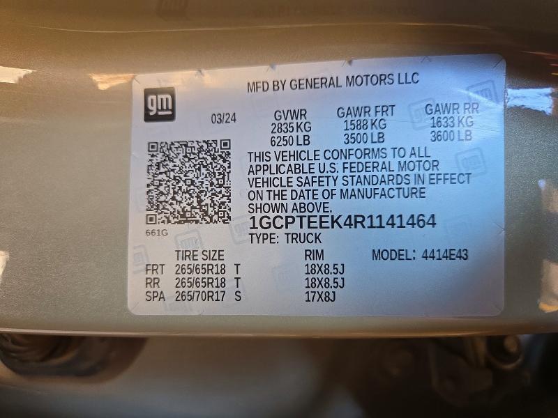 Aukcja sprzedaży 2024 Chevrolet Colorado, vin: 1GCPTEEK4R1141464, numer aukcji: 66289456