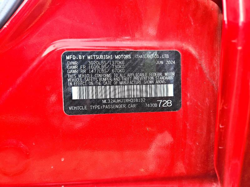 Aukcja sprzedaży 2024 Mitsubishi Mirage, vin: ML32AUHJ1RH018132, numer aukcji: 71397546
