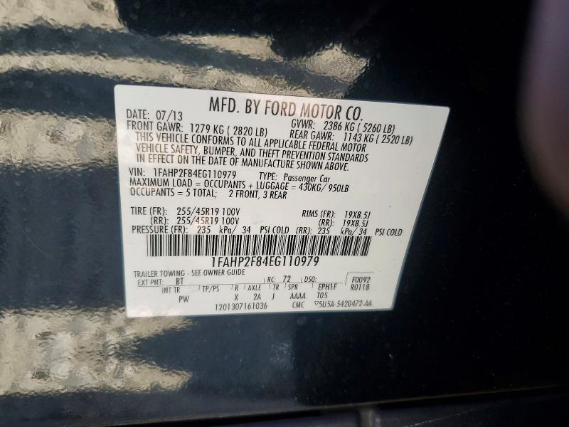 2014 Ford Taurus მანქანა იყიდება აუქციონზე, vin: 1FAHP2F84EG110979, აუქციონის ნომერი: 72371006