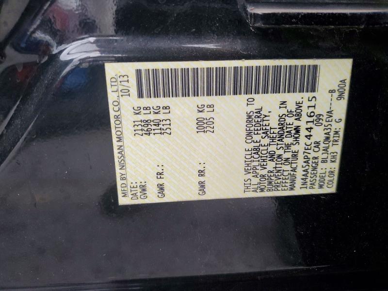 Aukcja sprzedaży 2014 Nissan Maxima, vin: 1N4AA5AP7EC441615, numer aukcji: 72622736