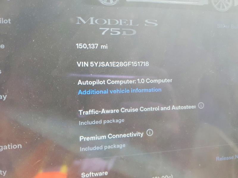 Продажа на аукционе авто 2016 Tesla Model S, vin: 5YJSA1E28GF151718, номер лота: 71045396