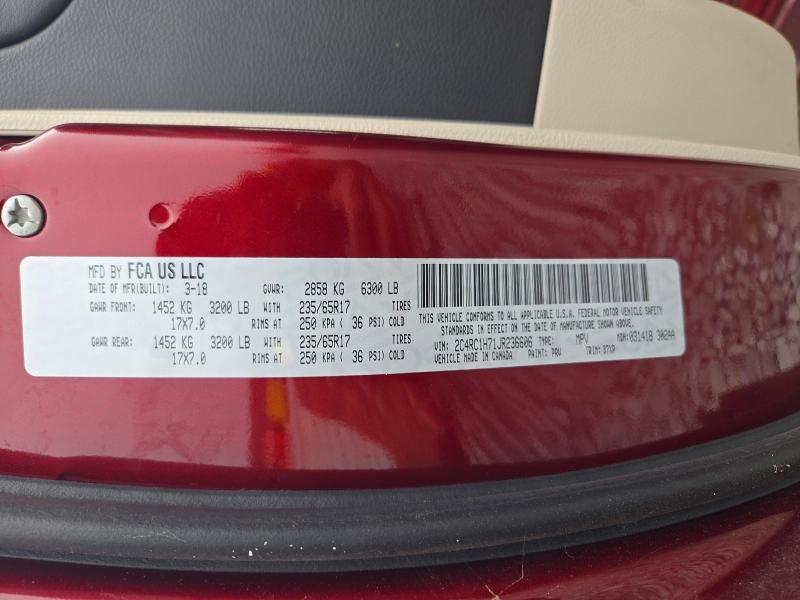 71256716 :رقم المزاد ، 2C4RC1H71JR236606 vin ، 2018 Chrysler Pacifica مزاد بيع
