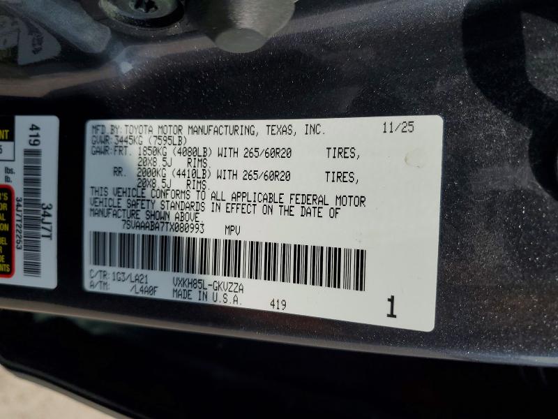 Продажа на аукционе авто 2026 Toyota Sequoia, vin: 7SVAAABA7TX080993, номер лота: 71918576
