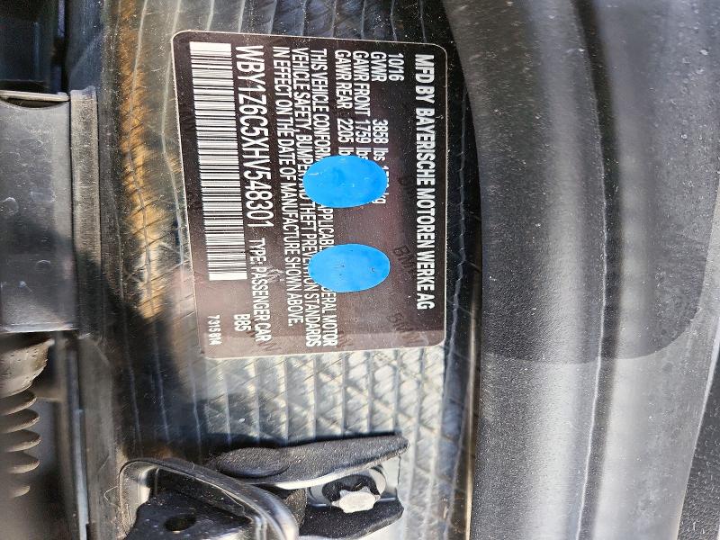 Продажа на аукционе авто 2017 Bmw I3, vin: WBY1Z6C5XHV548301, номер лота: 72520406