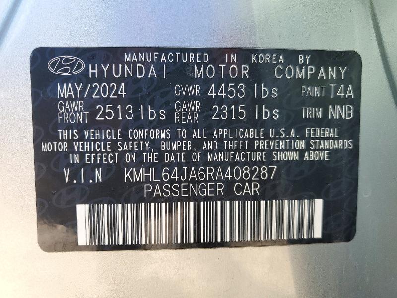 Aukcja sprzedaży 2024 Hyundai Sonata, vin: KMHL64JA6RA408287, numer aukcji: 72230906