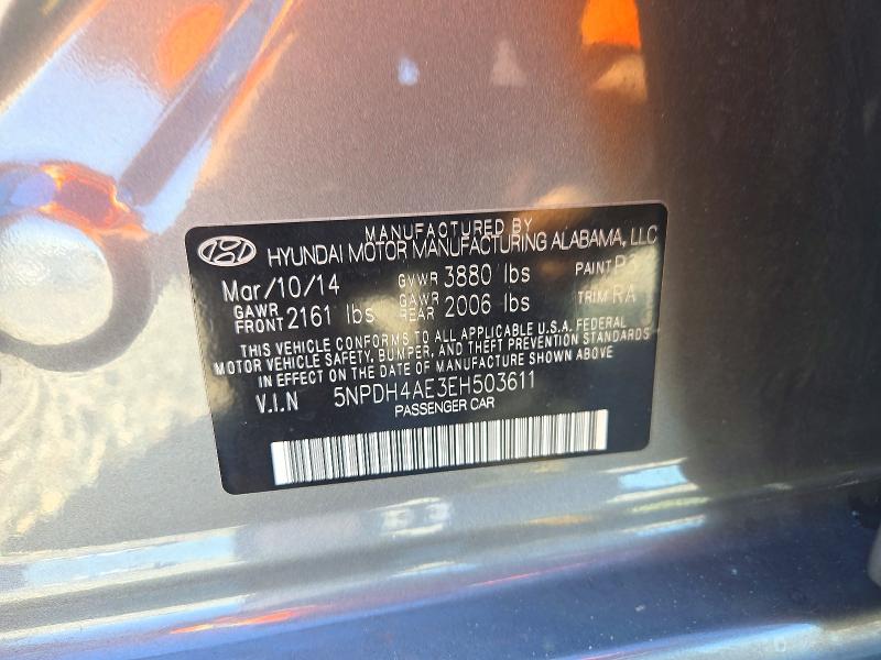 2014 Hyundai Elantra მანქანა იყიდება აუქციონზე, vin: 5NPDH4AE3EH503611, აუქციონის ნომერი: 72457116