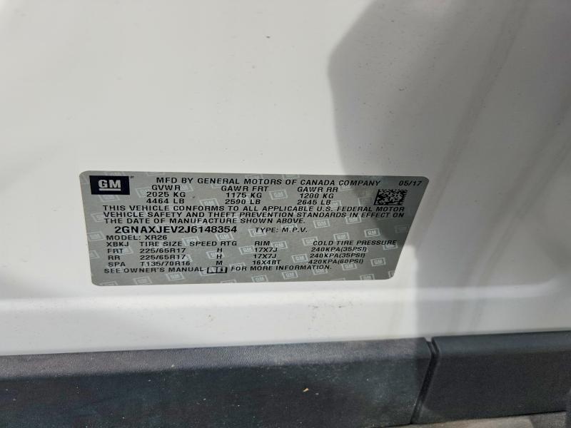 Продаж на аукціоні авто 2018 Chevrolet Equinox, vin: 2GNAXJEV2J6148354, номер лоту: 71921196