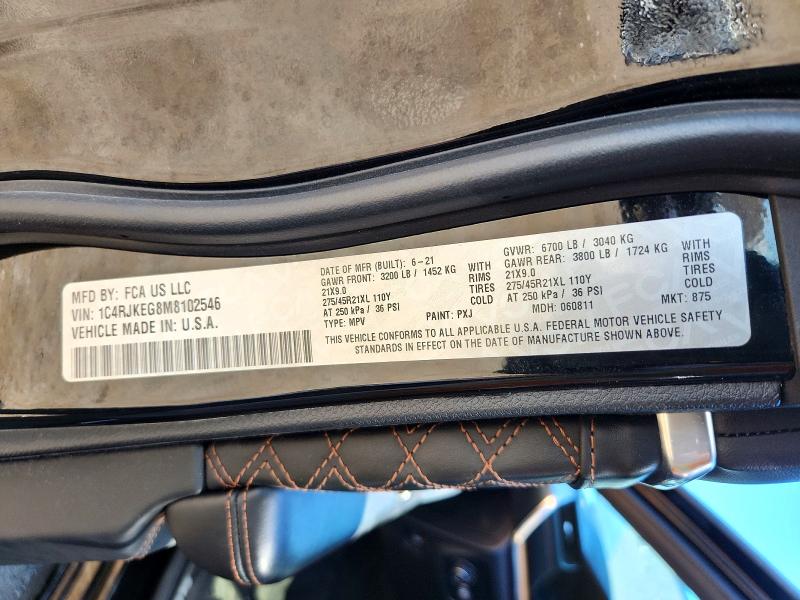 Продаж на аукціоні авто 2021 Jeep Grand Cherokee, vin: 1C4RJKEG8M8102546, номер лоту: 71687496