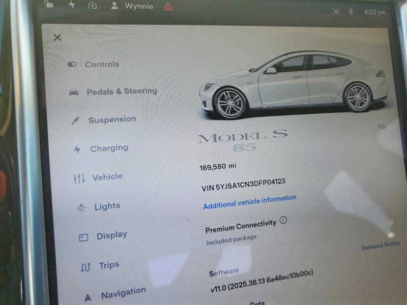 68099296 :رقم المزاد ، 5YJSA1CN3DFP04123 vin ، 2013 Tesla Model S مزاد بيع