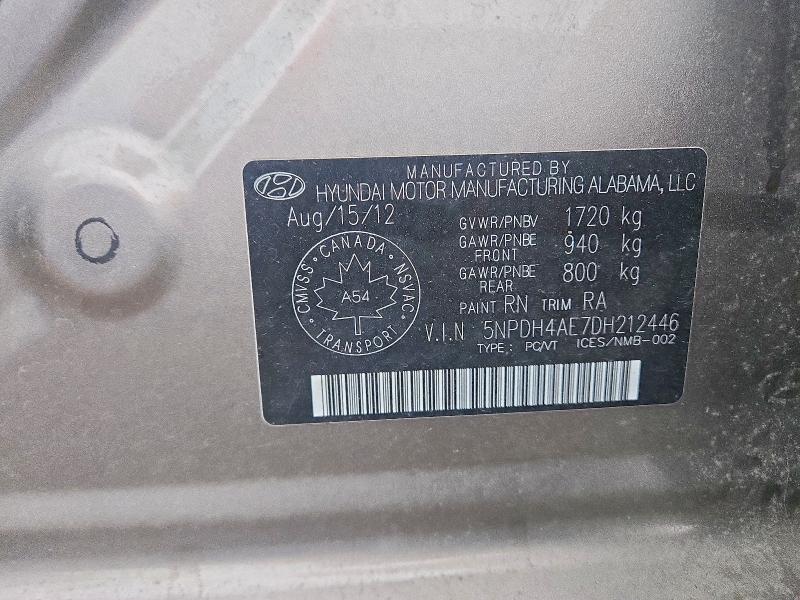 Продаж на аукціоні авто 2013 Hyundai Elantra, vin: 5NPDH4AE7DH212446, номер лоту: 70310936