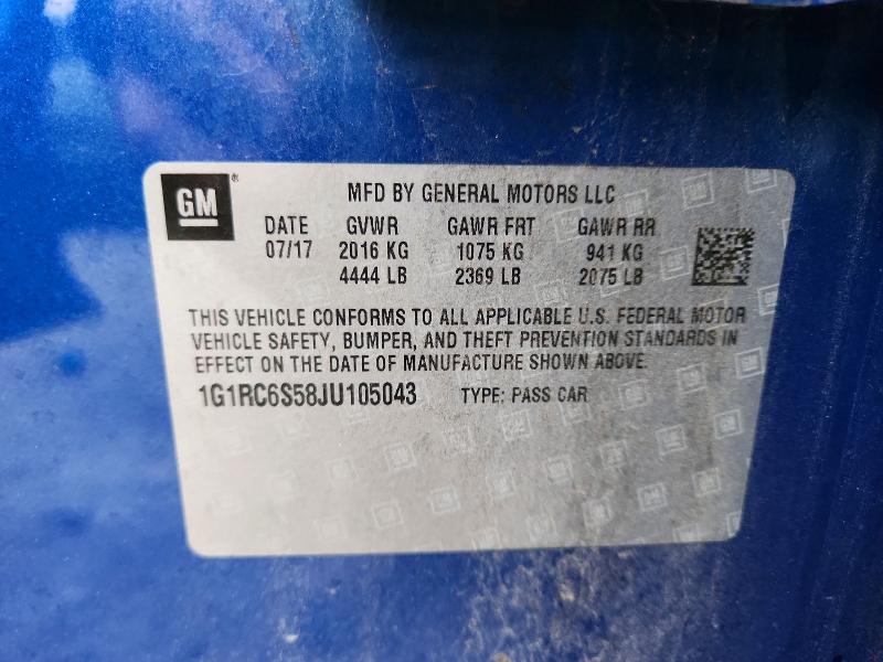 Продаж на аукціоні авто 2018 Chevrolet Volt, vin: 1G1RC6S58JU105043, номер лоту: 72734596