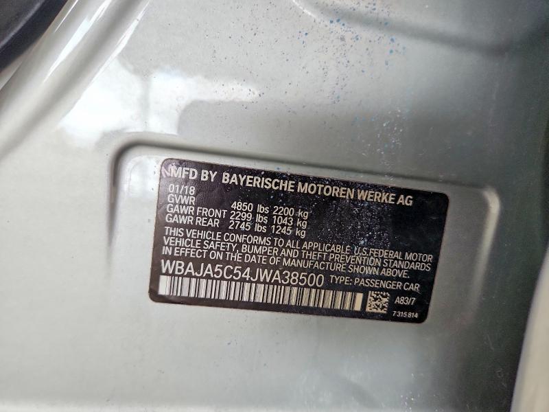 71459596 :رقم المزاد ، WBAJA5C54JWA38500 vin ، 2018 Bmw 530 مزاد بيع