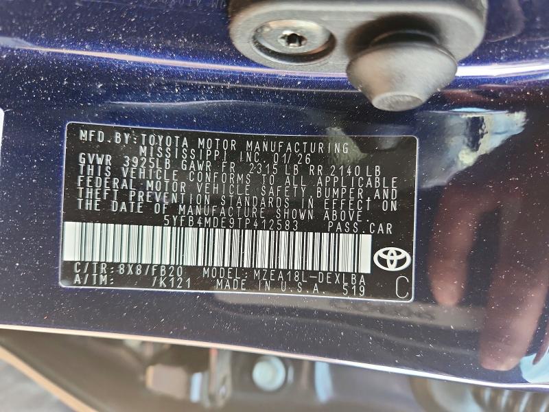 Aukcja sprzedaży 2026 Toyota Corolla, vin: 5YFB4MDE9TP412583, numer aukcji: 71449956