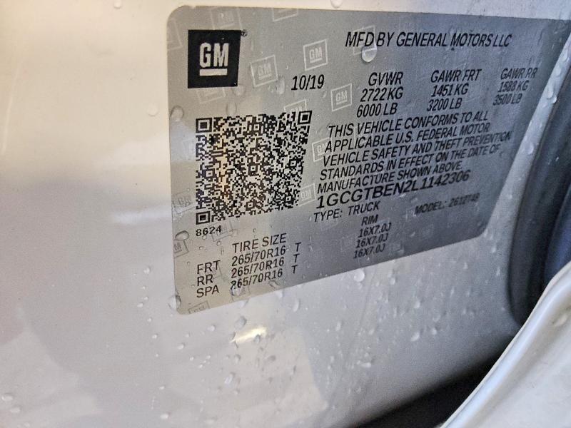 2020 Chevrolet Colorado მანქანა იყიდება აუქციონზე, vin: 1GCGTBEN2L1142306, აუქციონის ნომერი: 69102906