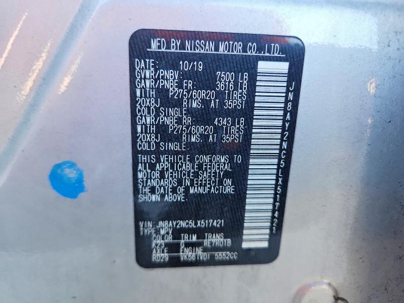 Aukcja sprzedaży 2020 Nissan Armada, vin: JN8AY2NC5LX517421, numer aukcji: 69089676