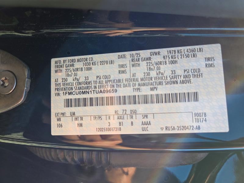 Aukcja sprzedaży 2026 Ford Escape, vin: 1FMCU0MN1TUA09659, numer aukcji: 72678636