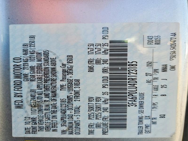 2013 Ford Fusion მანქანა იყიდება აუქციონზე, vin: 3FA6P0LU4DR123185, აუქციონის ნომერი: 71301816