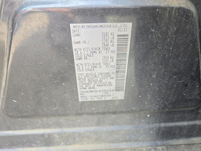 71577446 :رقم المزاد ، 5N1AR2MN7DC639259 vin ، 2013 Nissan Pathfinder مزاد بيع