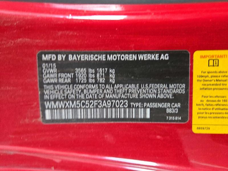 2015 Mini Cooper მანქანა იყიდება აუქციონზე, vin: WMWXM5C52F3A97023, აუქციონის ნომერი: 72439156