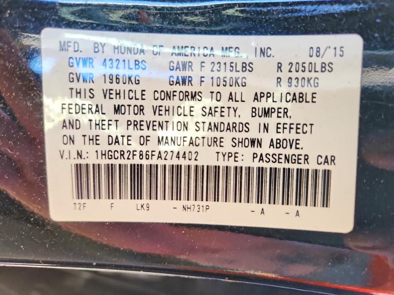 Продаж на аукціоні авто 2015 Honda Accord, vin: 1HGCR2F86FA274402, номер лоту: 71439936