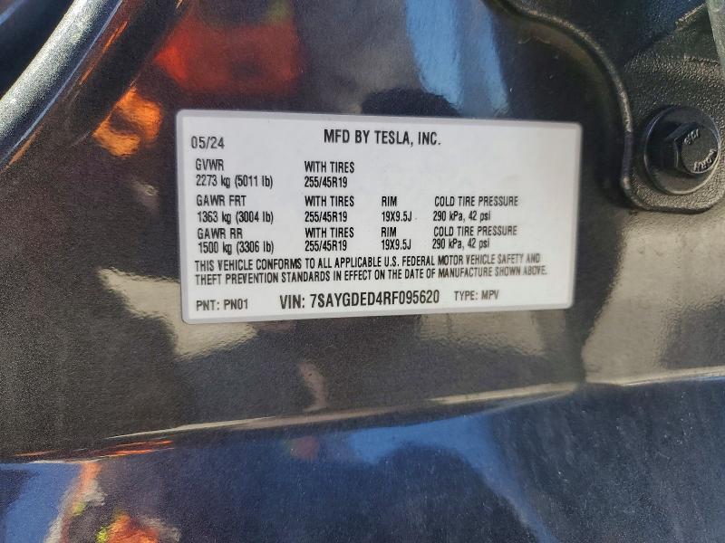Продаж на аукціоні авто 2024 Tesla Model Y, vin: 7SAYGDED4RF095620, номер лоту: 71430056