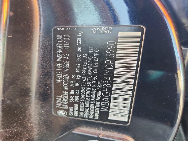 Продаж на аукціоні авто 2000 Bmw 740, vin: WBAGH8341YDP15990, номер лоту: 71468176