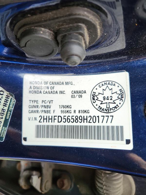 Продажа на аукционе авто 2009 Acura Csx, vin: 2HHFD56589H201777, номер лота: 70129116