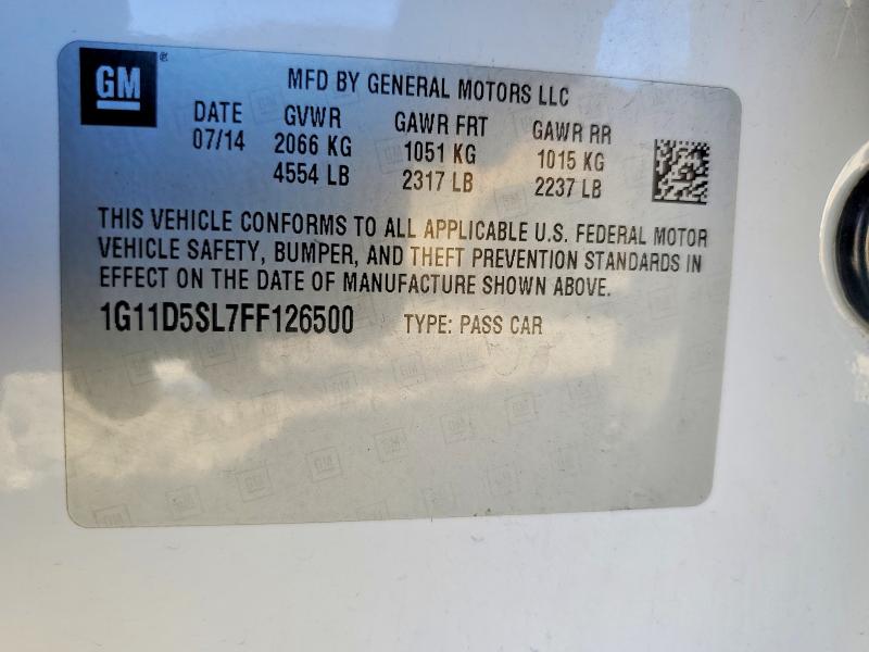 Aukcja sprzedaży 2015 Chevrolet Malibu, vin: 1G11D5SL7FF126500, numer aukcji: 71207556