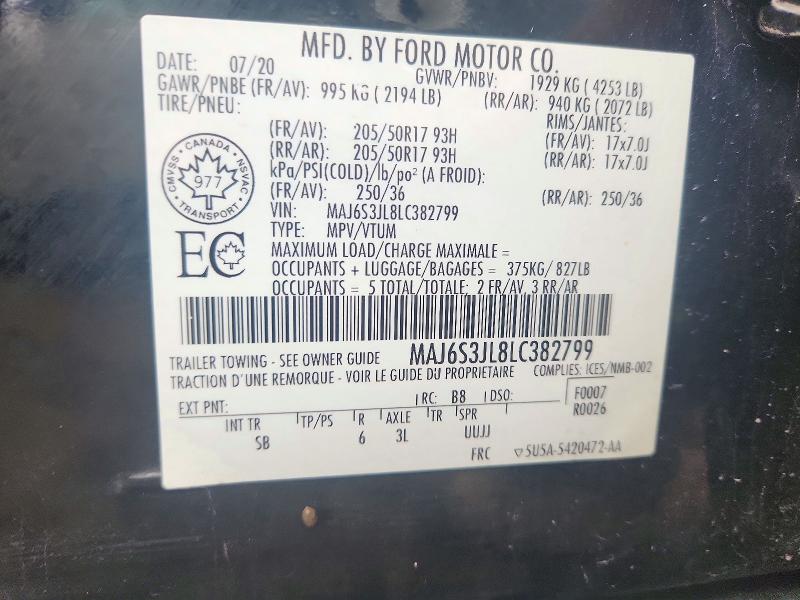 Продаж на аукціоні авто 2020 Ford Ecosport, vin: MAJ6S3JL8LC382799, номер лоту: 69724956