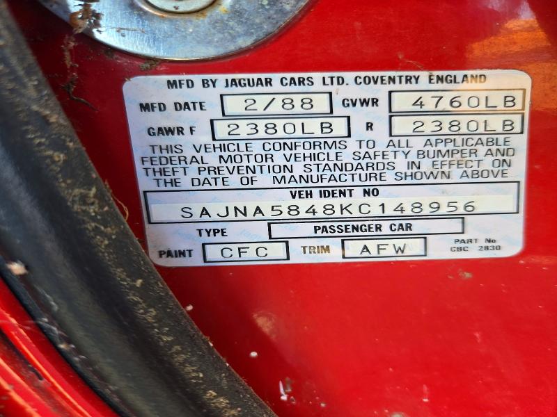 Продаж на аукціоні авто 1989 Jaguar Xjs, vin: SAJNA5848KC148956, номер лоту: 73180186