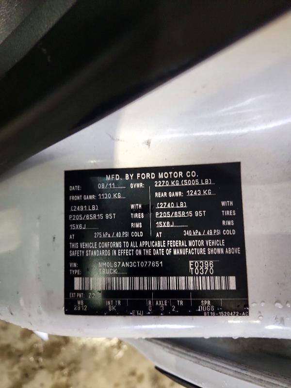 72381406 :رقم المزاد ، NM0LS7AN3CT077651 vin ، 2012 Ford Transit Connect مزاد بيع