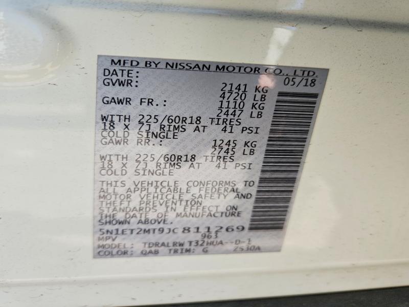 2018 Nissan Rogue Hybrid მანქანა იყიდება აუქციონზე, vin: 5N1ET2MT9JC811269, აუქციონის ნომერი: 71564126