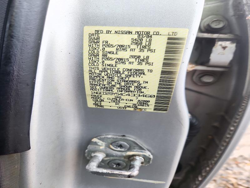 Aukcja sprzedaży 2004 Nissan Frontier, vin: 1N6ED29Y54C433460, numer aukcji: 72723916