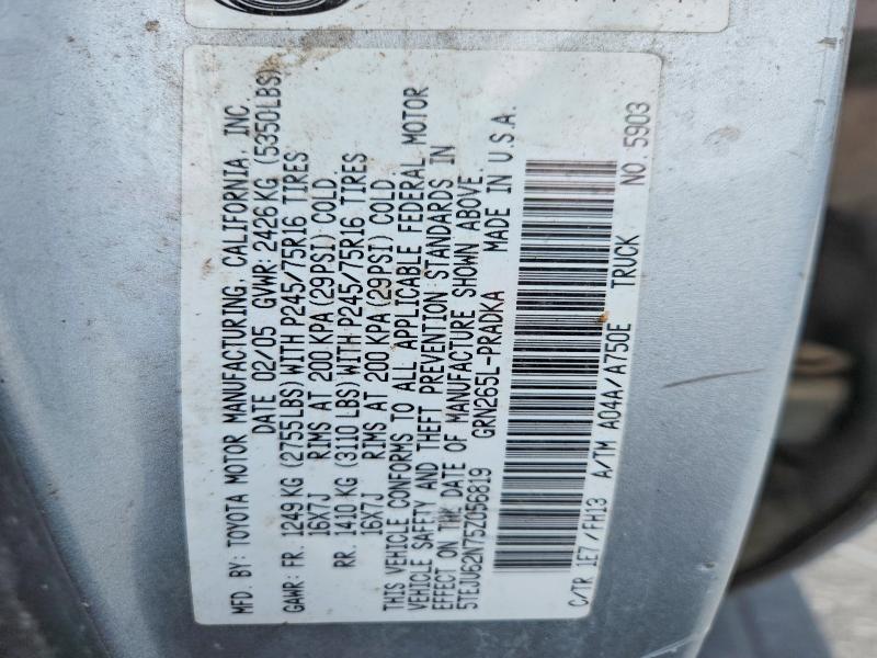 2005 Toyota Tacoma მანქანა იყიდება აუქციონზე, vin: 5TEJU62N75Z056819, აუქციონის ნომერი: 70489046