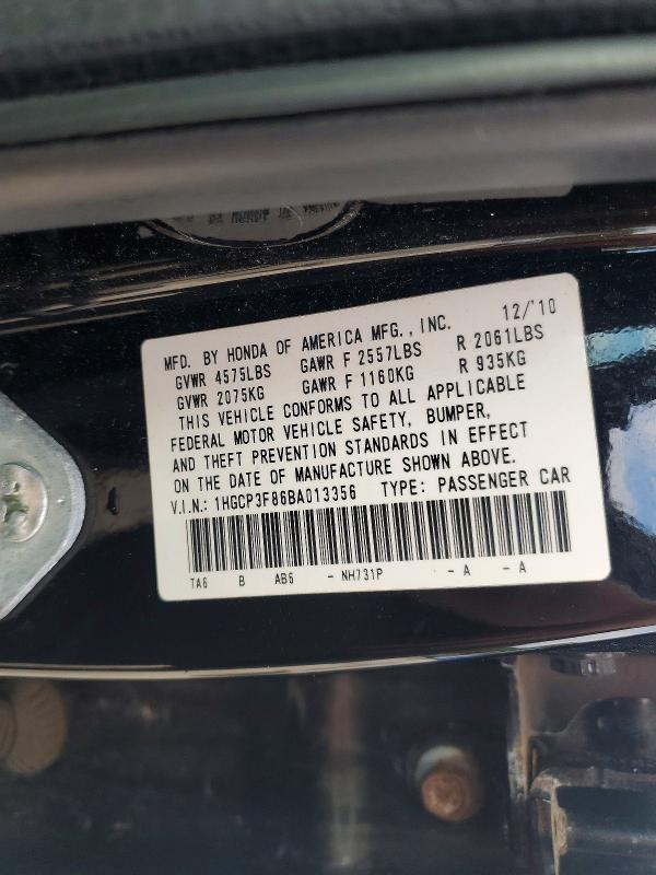 Aukcja sprzedaży 2011 Honda Accord, vin: 1HGCP3F86BA013356, numer aukcji: 71049836