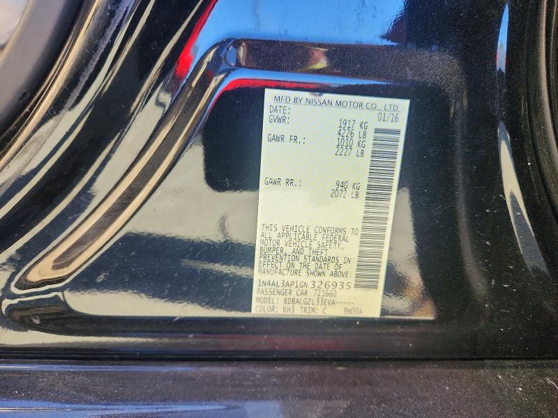 72613576 :رقم المزاد ، 1N4AL3AP1GN326935 vin ، 2016 Nissan Altima مزاد بيع