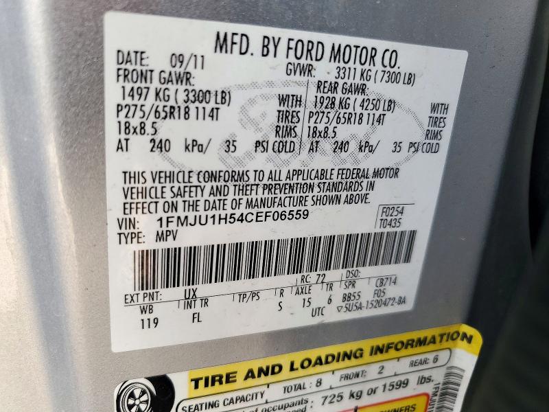 Продаж на аукціоні авто 2012 Ford Expedition, vin: 1FMJU1H54CEF06559, номер лоту: 72783806