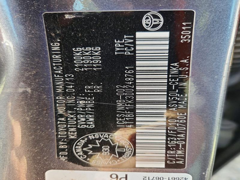 Продажа на аукционе авто 2013 Toyota Camry, vin: 4T1BF1FK3DU248761, номер лота: 71302326