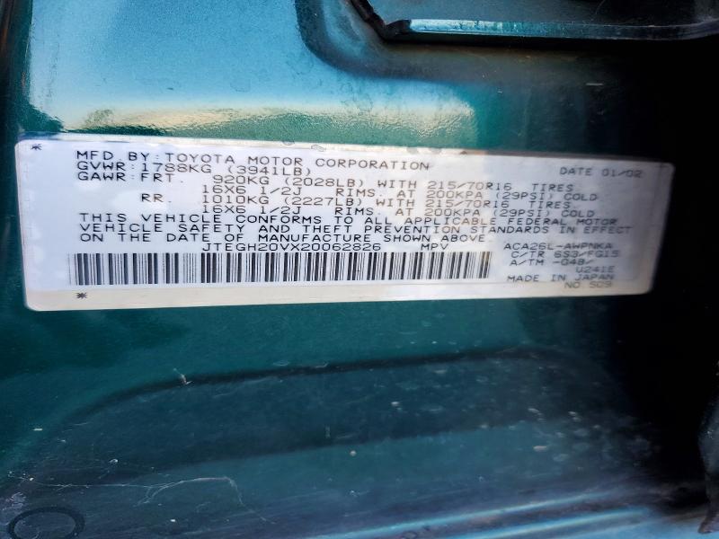 2002 Toyota Rav4 მანქანა იყიდება აუქციონზე, vin: JTEGH20VX20062826, აუქციონის ნომერი: 72544496