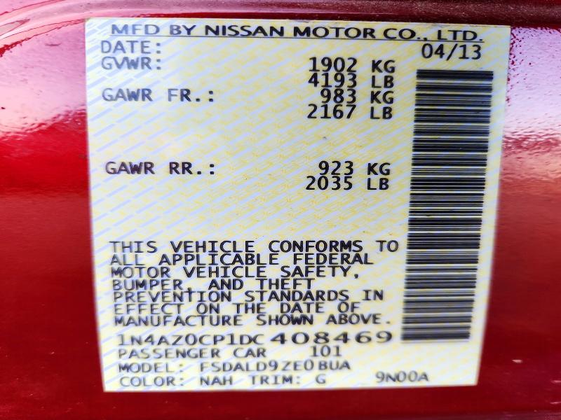 2013 Nissan Leaf მანქანა იყიდება აუქციონზე, vin: 1N4AZ0CP1DC408469, აუქციონის ნომერი: 73626636