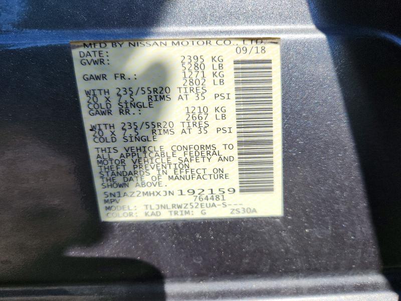 Продаж на аукціоні авто 2018 Nissan Murano, vin: 5N1AZ2MHXJN192159, номер лоту: 72739246