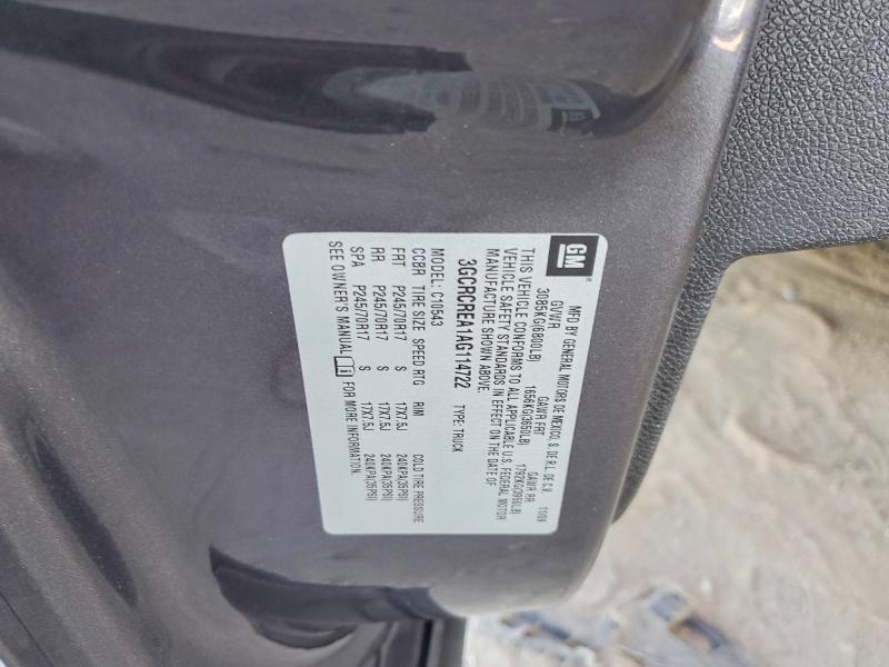 2010 Chevrolet Silverado მანქანა იყიდება აუქციონზე, vin: 3GCRCREA1AG114722, აუქციონის ნომერი: 71253046