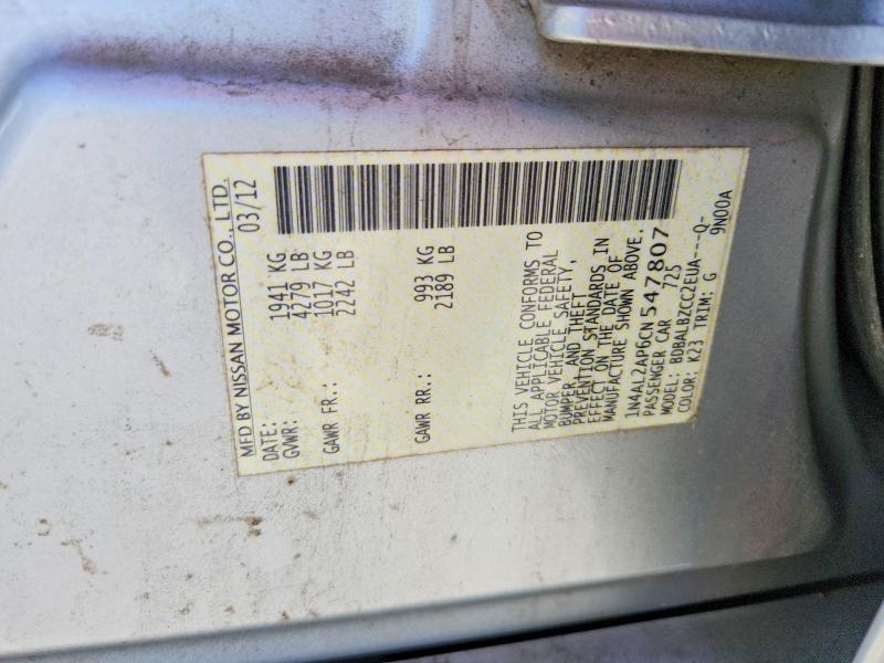 Продажа на аукционе авто 2012 Nissan Altima, vin: 1N4AL2AP6CN547807, номер лота: 71724716